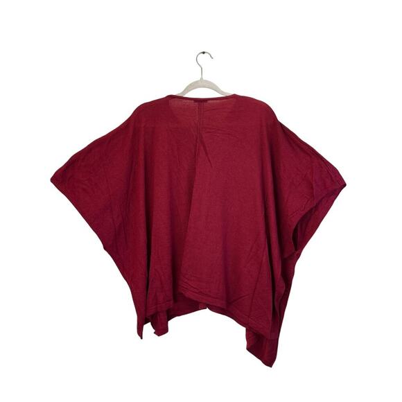 J. Jill Womens One Size Petite Red MerinoWool Tencel Poncho V Neck Beach Poncho - Picture 2 of 7